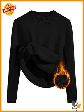 Fleece Sherpa Lined Turtleneck Pullover Sweater Winter